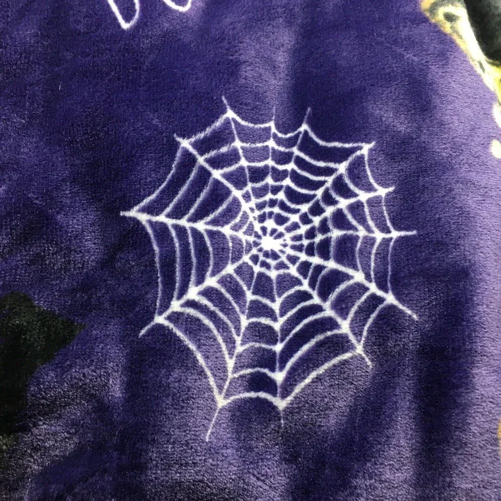 Rae Dunn Halloween BUBBLE BUBBLE TOIL & TROUBLE Throw Blanket Witch Cauldron Web